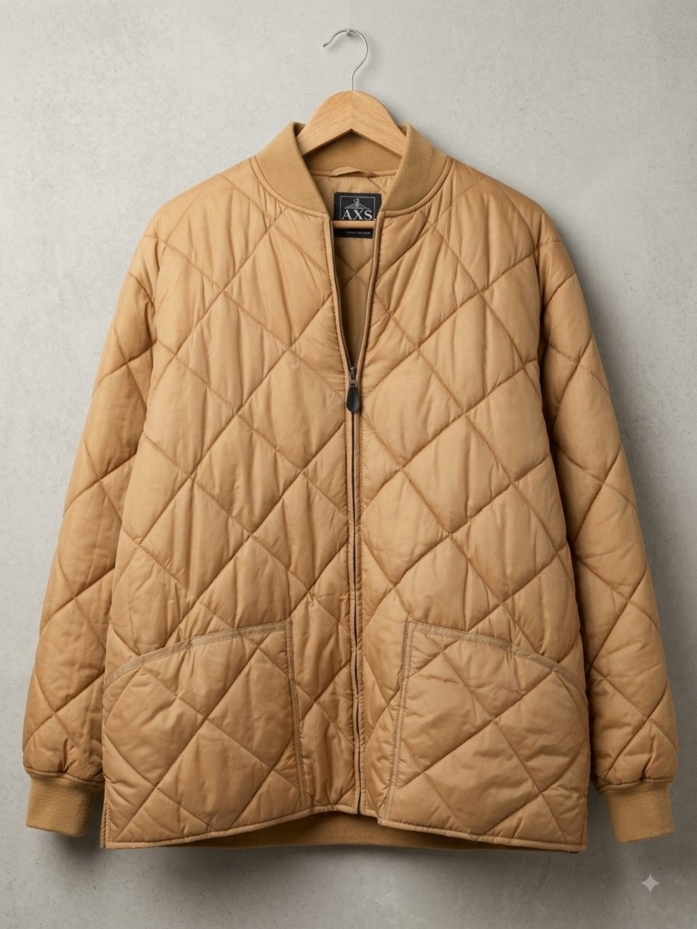 AXS Quilted Lightweight Shirt Jacket in Tan